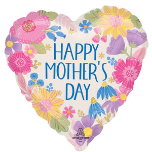 45cm Standard HX Happy Mothers Day Botanical Lines Foil Balloon