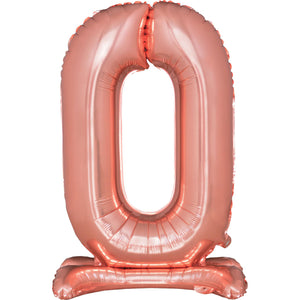 Large Number 0 Standing Rose Gold Foil Balloon