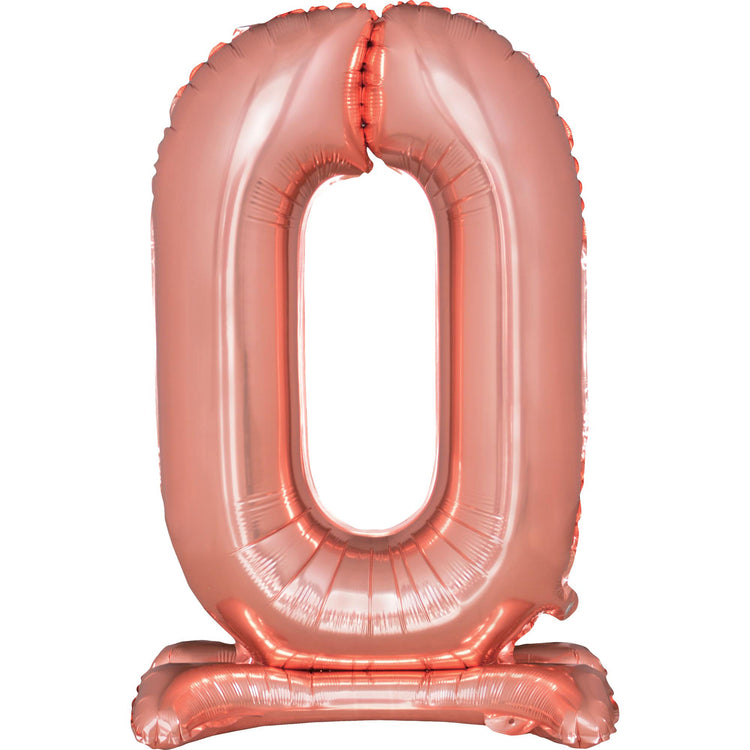 Large Number 0 Standing Rose Gold Foil Balloon