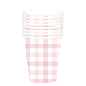 Gingham 266ml Paper Cup Pastel Pink