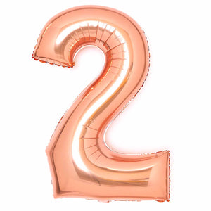 Large Number 2 Rose Gold Foil Balloon 55cm w x 86cm h