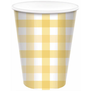 Gingham 266ml Paper Cup Pastel Yellow