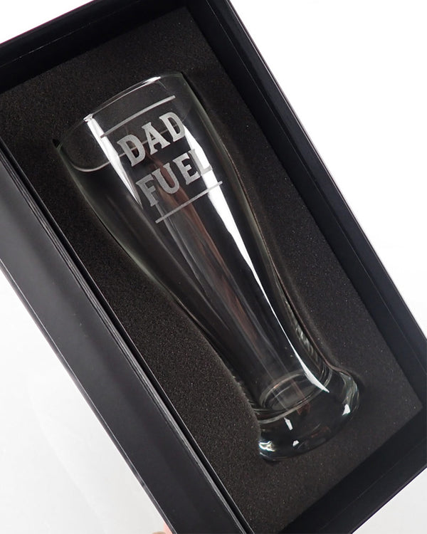 Dad Fuel Engraved 425ml Beer Glass in Gift Box