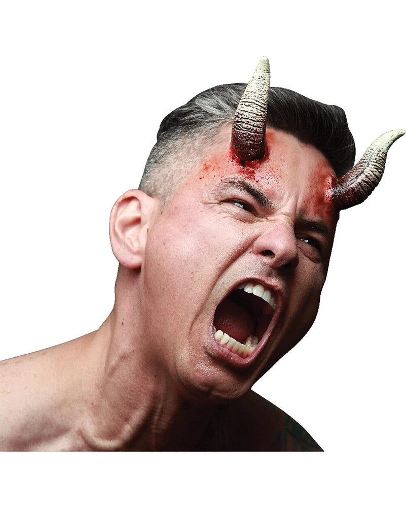 Person with devil horns on a white background