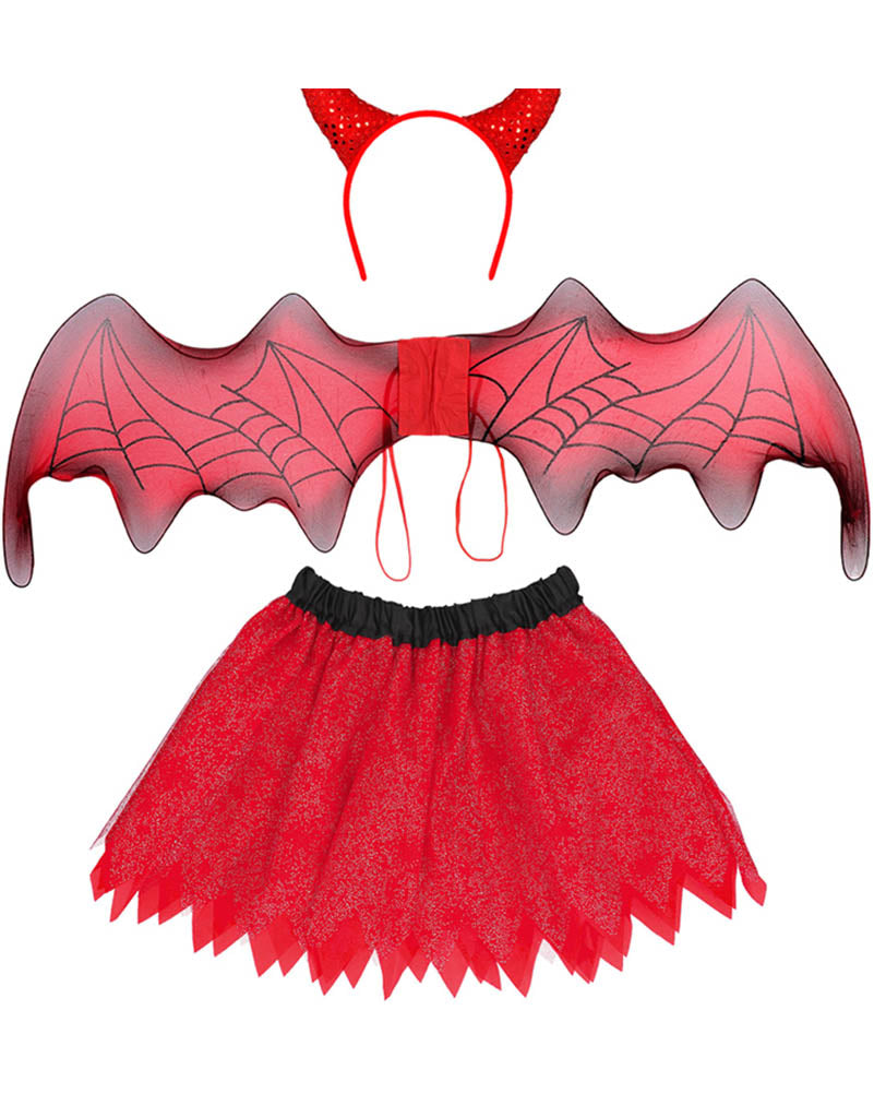 Devil Horns Wings and Tutu Kids Set