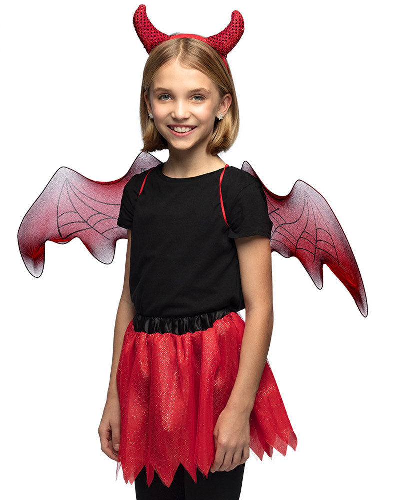 Devil Horns Wings and Tutu Kids Set