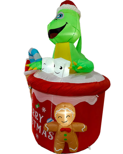 Dinosaur Gingerbread Man Cocoa Mug Christmas Lawn Inflatable 1.8m