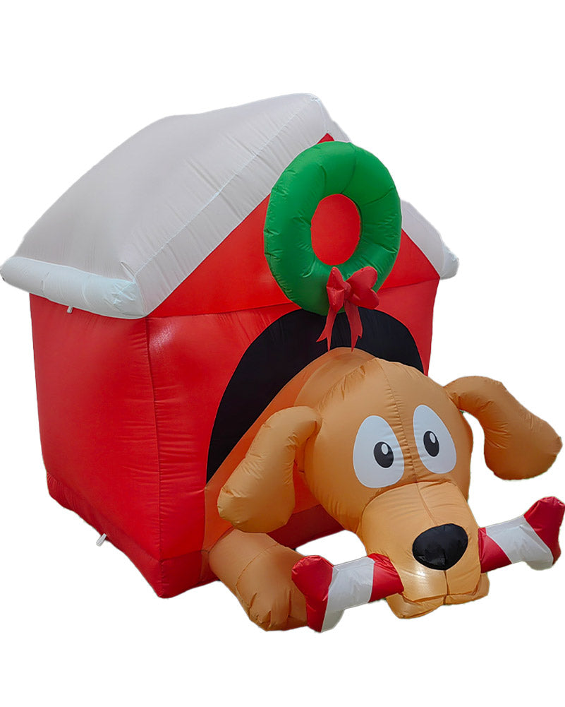 Dog in House with Candy Cane Christmas Lawn Inflatable 1.5m