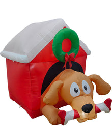 Dog in House with Candy Cane Christmas Lawn Inflatable 1.5m