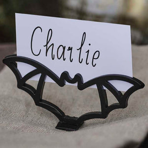 Deadly Soiree Metal Black Bat Place Card Holder Pack of 4