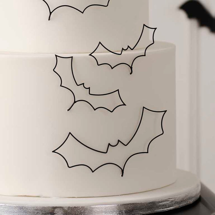 Deadly Soiree Black Wire Bat Cake Decorations Pack of 5