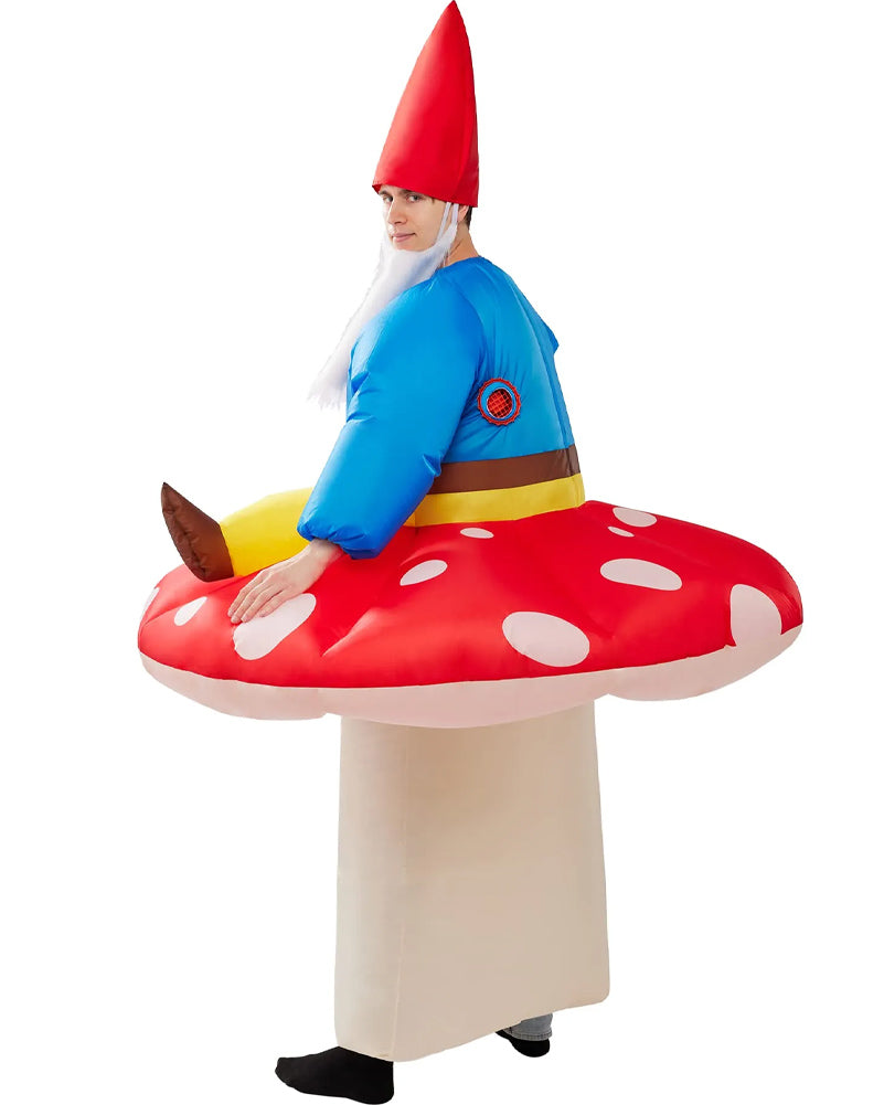 Dwarf On Mushroom Ride-On Inflatable Adult Costume