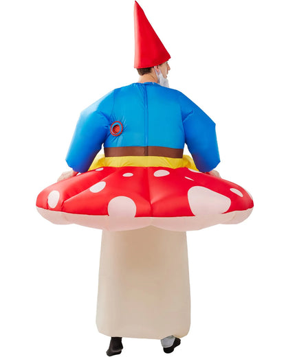 Dwarf On Mushroom Ride-On Inflatable Adult Costume