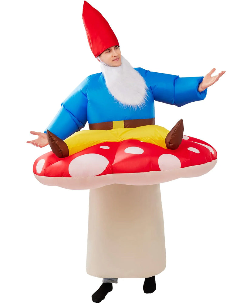 Dwarf On Mushroom Ride-On Inflatable Adult Costume