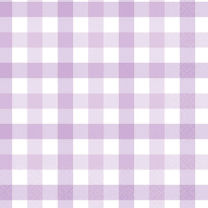 Gingham Lunch Napkin FSC Pastel Purple