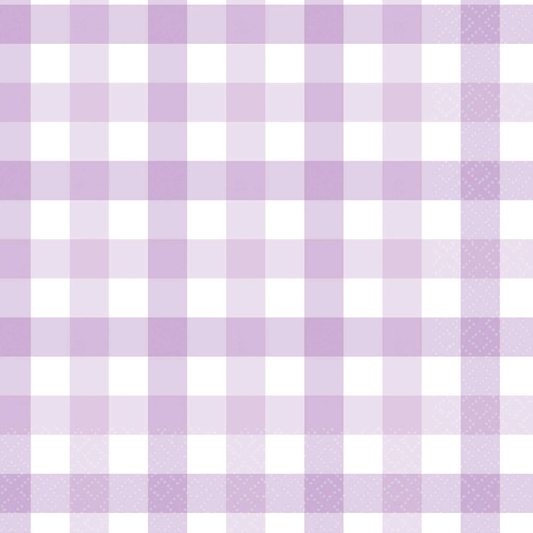 Gingham Lunch Napkin FSC Pastel Purple