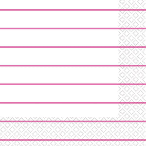 Bright Pink Stripes 2ply Lunch Napkins Pack of 16