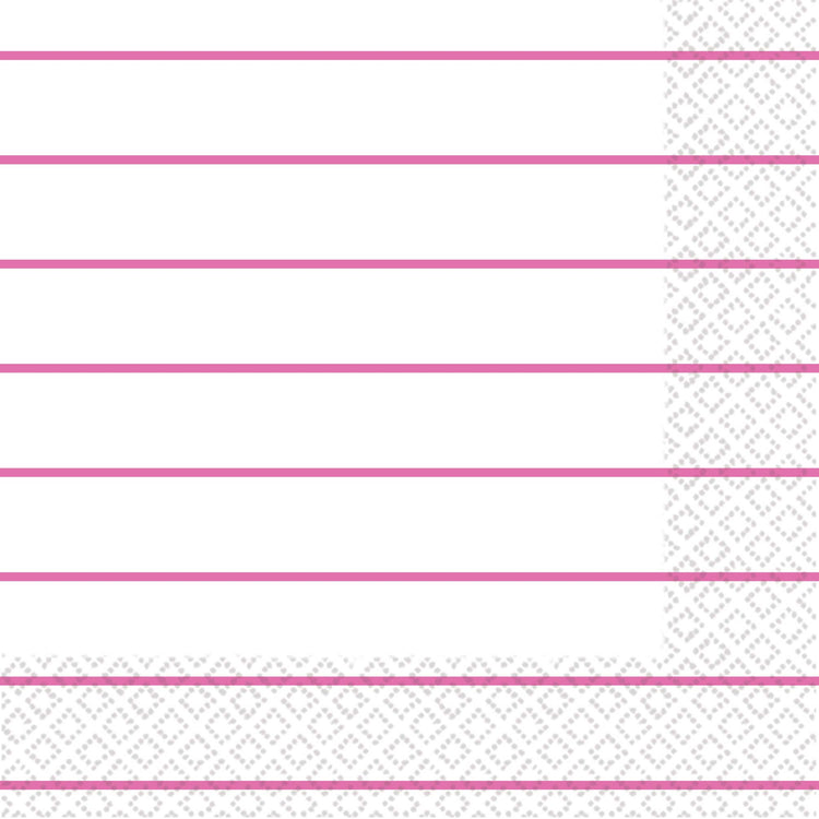 Bright Pink Stripes 2ply Lunch Napkins Pack of 16
