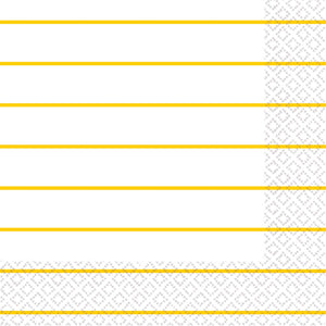 Sunshine Yellow Stripes 2ply Lunch Napkins Pack of 16