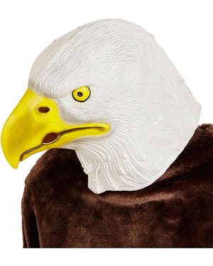 Eagle mask with white head and yellow beak on a white background