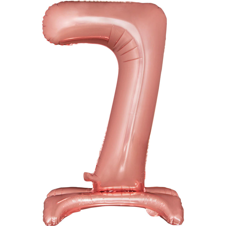 Large Number 7 Standing Rose Gold Foil Balloon