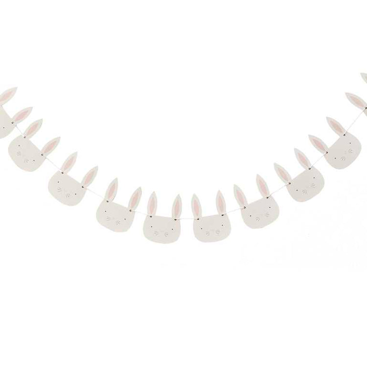 Eggciting Easter Pink & White Easter Bunny Face Bunting 2m