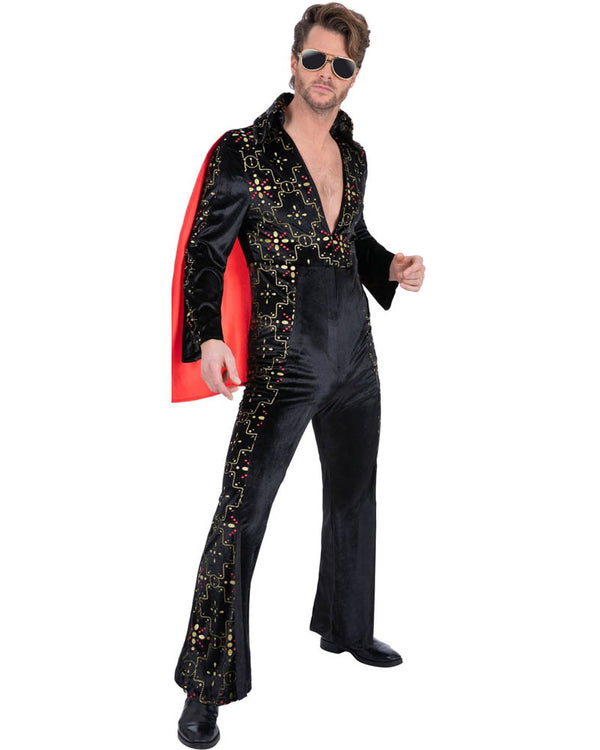 Elvis Black Rhinestone Mens Costume