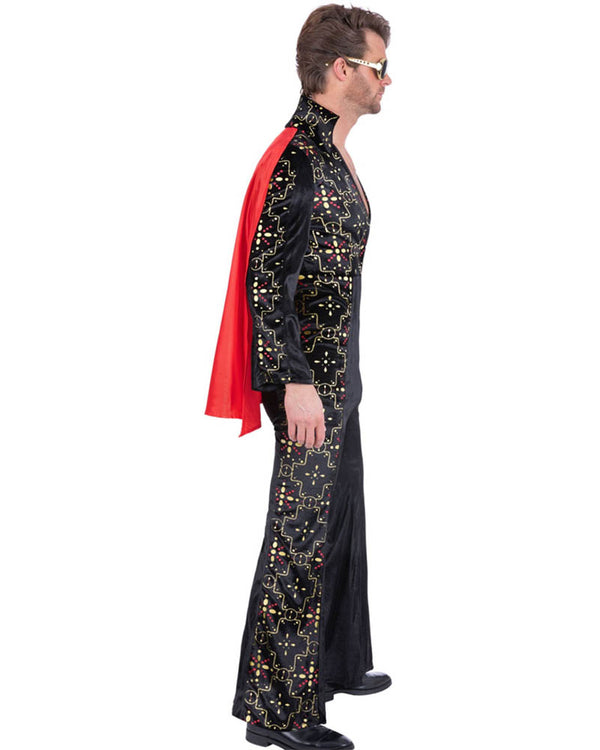 Elvis Black Rhinestone Mens Costume