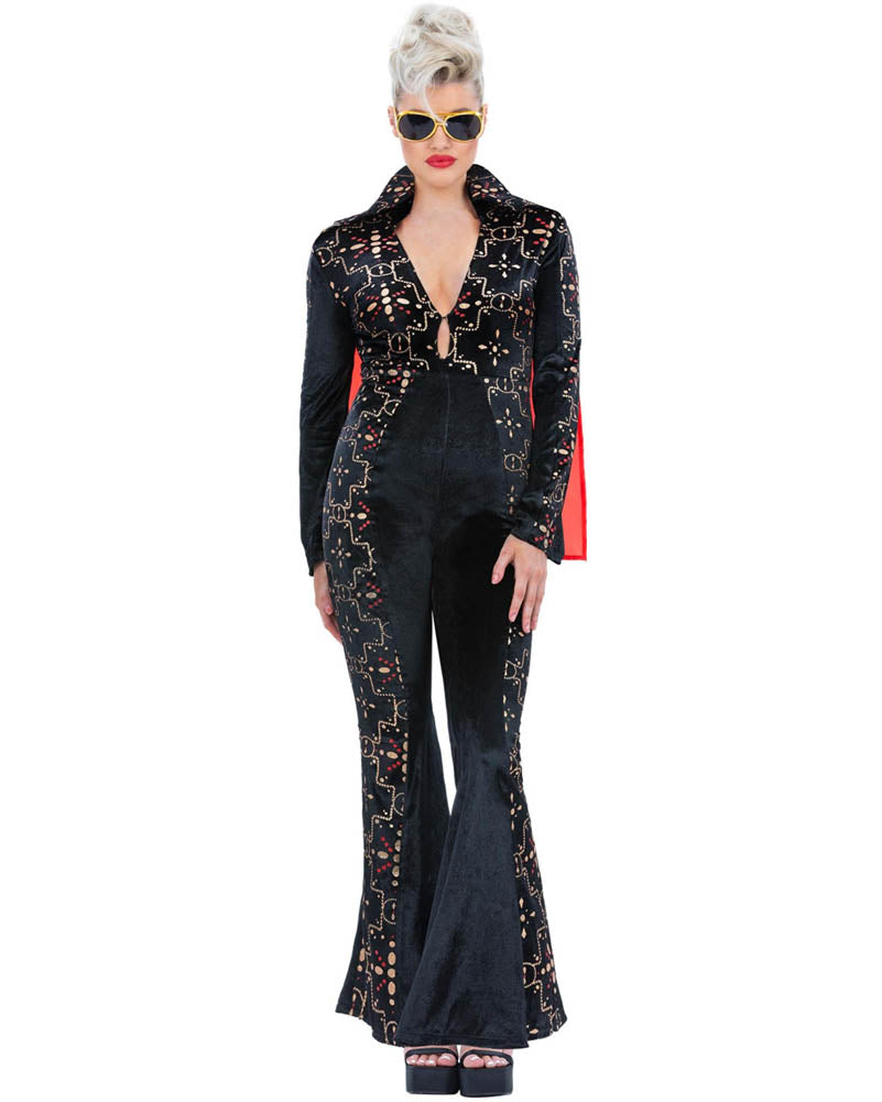 Elvis Black Rhinestone Womens Costume