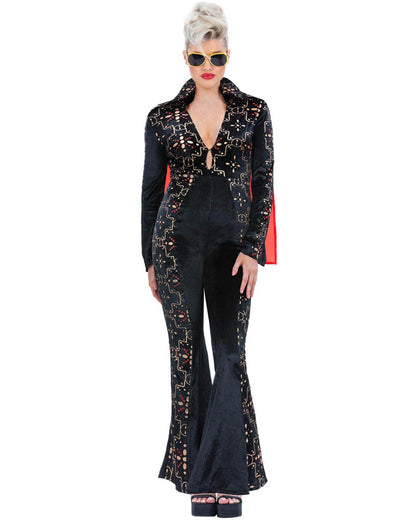 Elvis Black Rhinestone Womens Costume