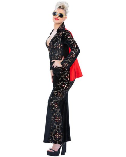 Elvis Black Rhinestone Womens Costume