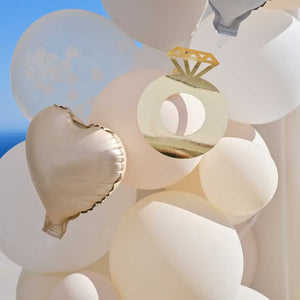 Engagement Cream Grey & Confetti Engagement Party Balloon Arch