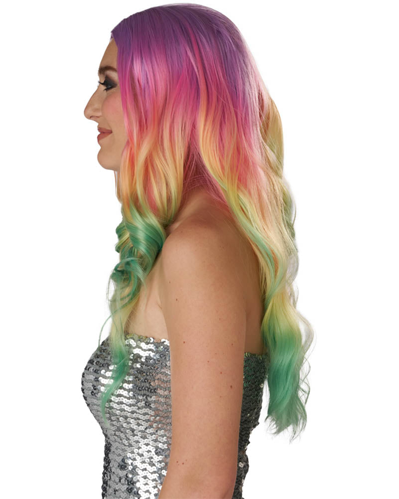 Enchanting Long Waves Rainbow Wig