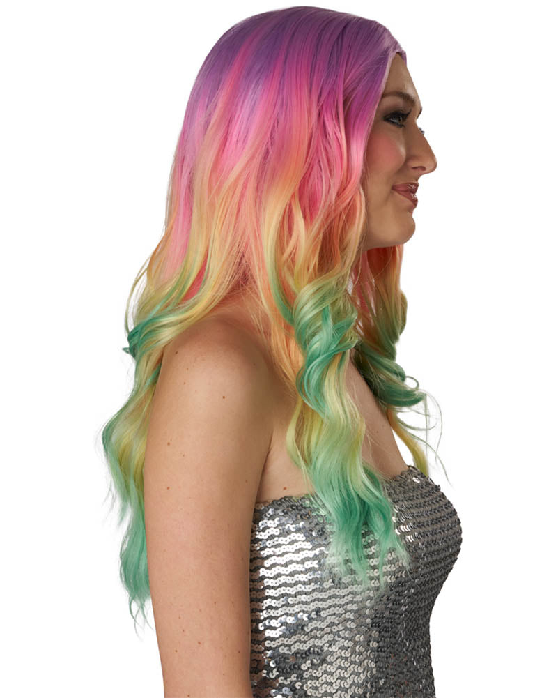Enchanting Long Waves Rainbow Wig