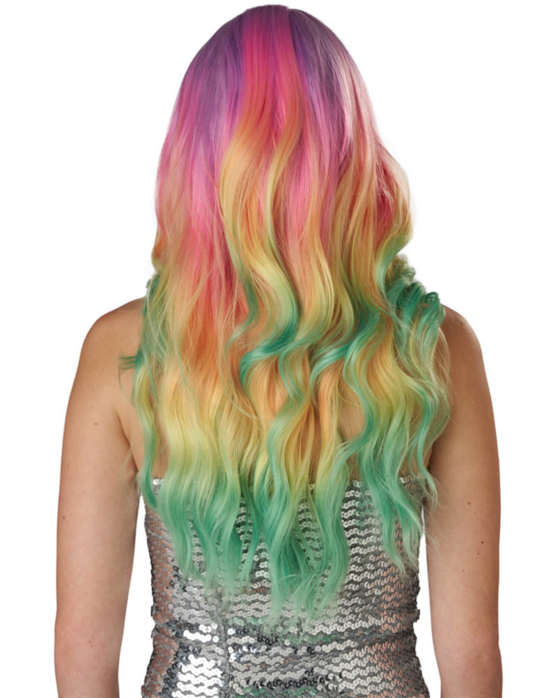 Enchanting Long Waves Rainbow Wig