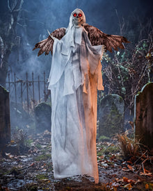 Evil Angel Skeleton Hanging Animated Halloween Decoration 1.8m