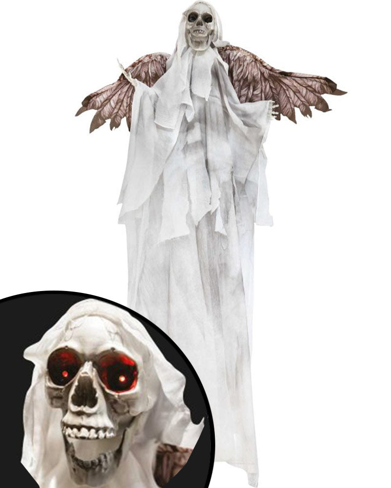 Evil Angel Skeleton Hanging Animated Halloween Decoration 1.8m
