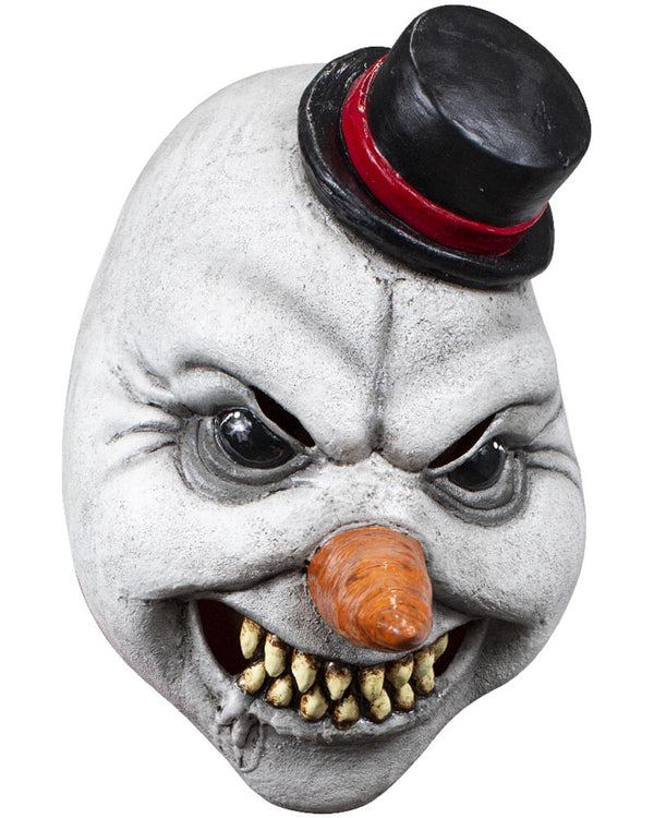 Scary clown mask with top hat on a white background