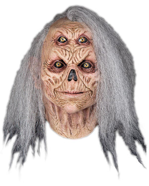 Scary mask with gray hair on a white background