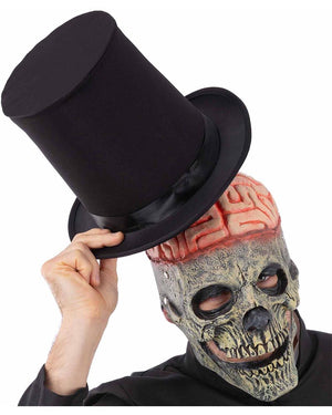Exposed Brain Skull with Moving Mouth Latex Mask