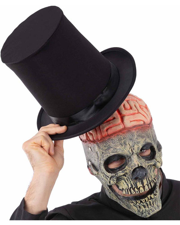 Exposed Brain Skull with Moving Mouth Latex Mask
