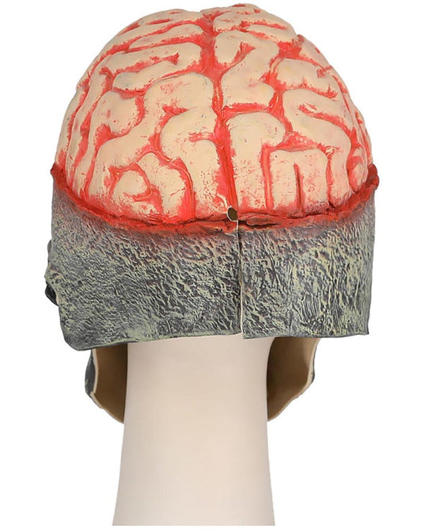 Exposed Brain Skull with Moving Mouth Latex Mask