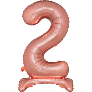 Large Number 2 Standing Rose Gold Foil Balloon