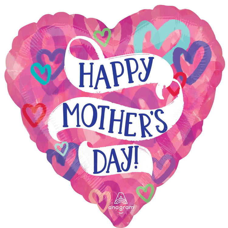Jumbo HX Happy Mothers Day Layered Hearts Foil Balloon