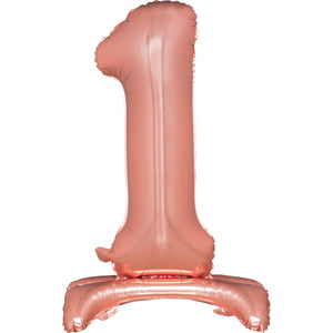 Large Number 1 Standing Rose Gold Foil Balloon