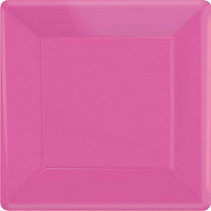 Bright Pink 23cm Square Paper Plates Pack of 20
