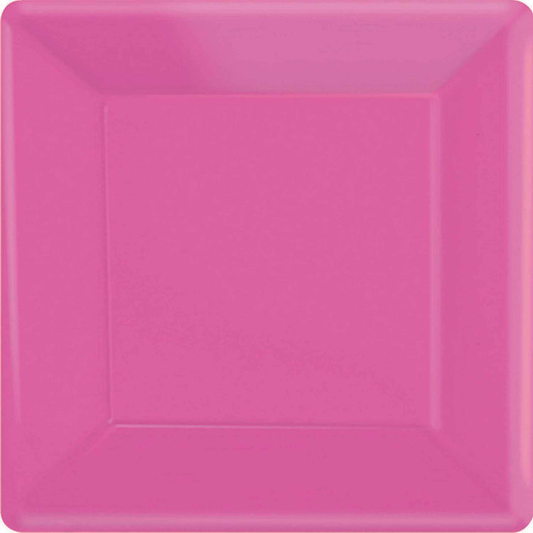 Bright Pink 23cm Square Paper Plates Pack of 20