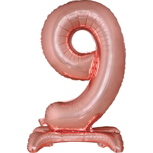 Large Number 9 Standing Rose Gold Foil Balloon