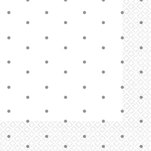 Silver Dots 2ply Beverage Napkins Pack of 16