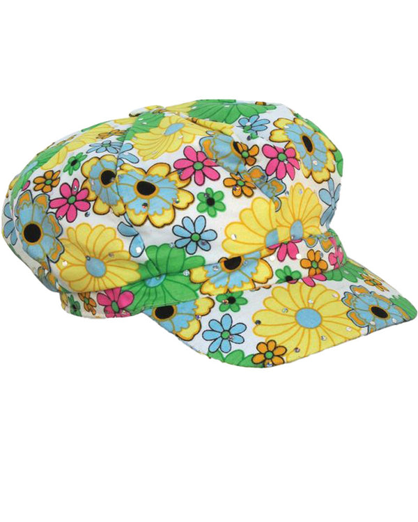 Fabric 60s Flower Print Hat